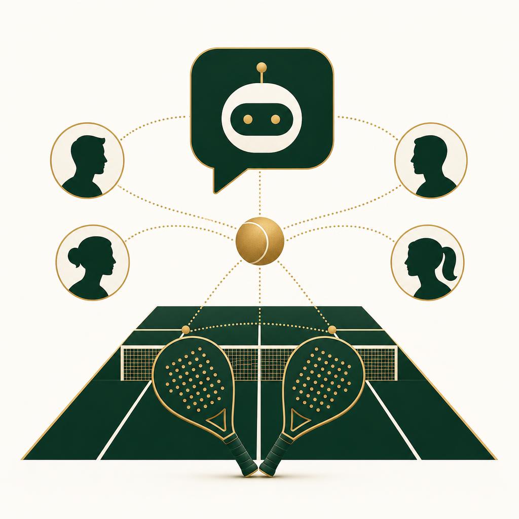 Conceptual illustration of a matchmaking bot for padel players