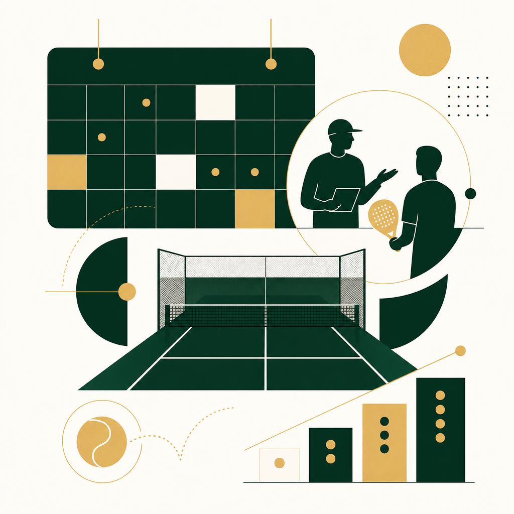 Conceptual illustration of academy management for a padel club